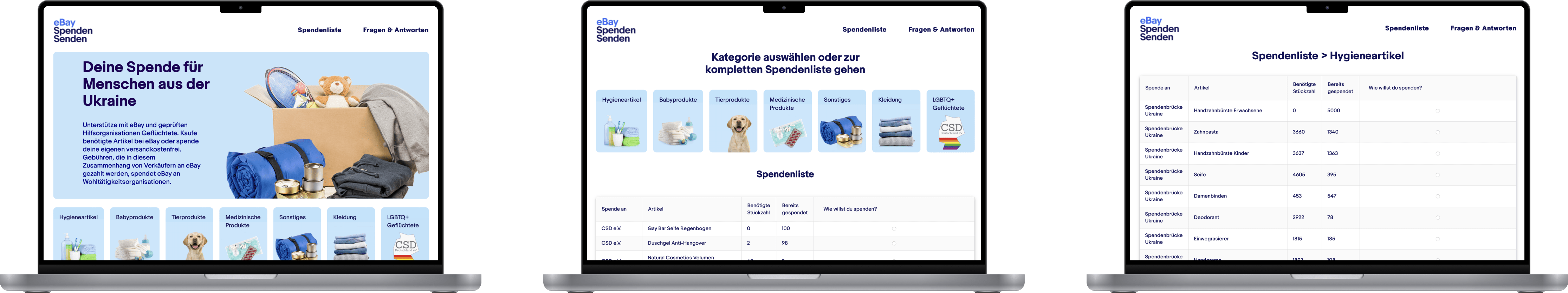 Screenshot eBay spenden senden